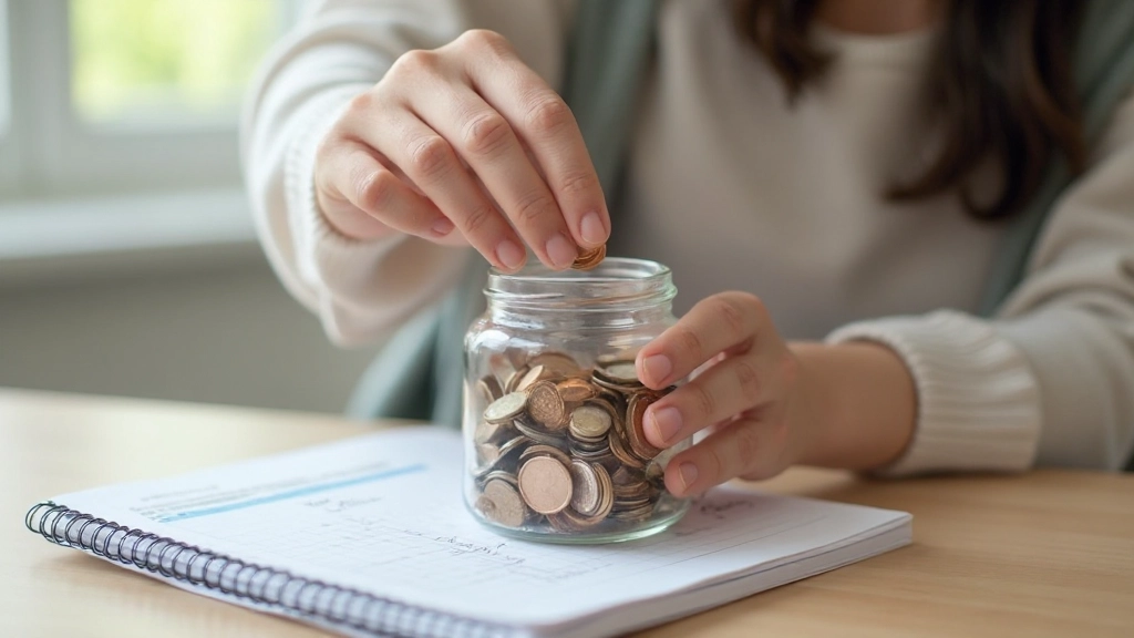 Spaarpot en munten voor financieel sparen en welvaart